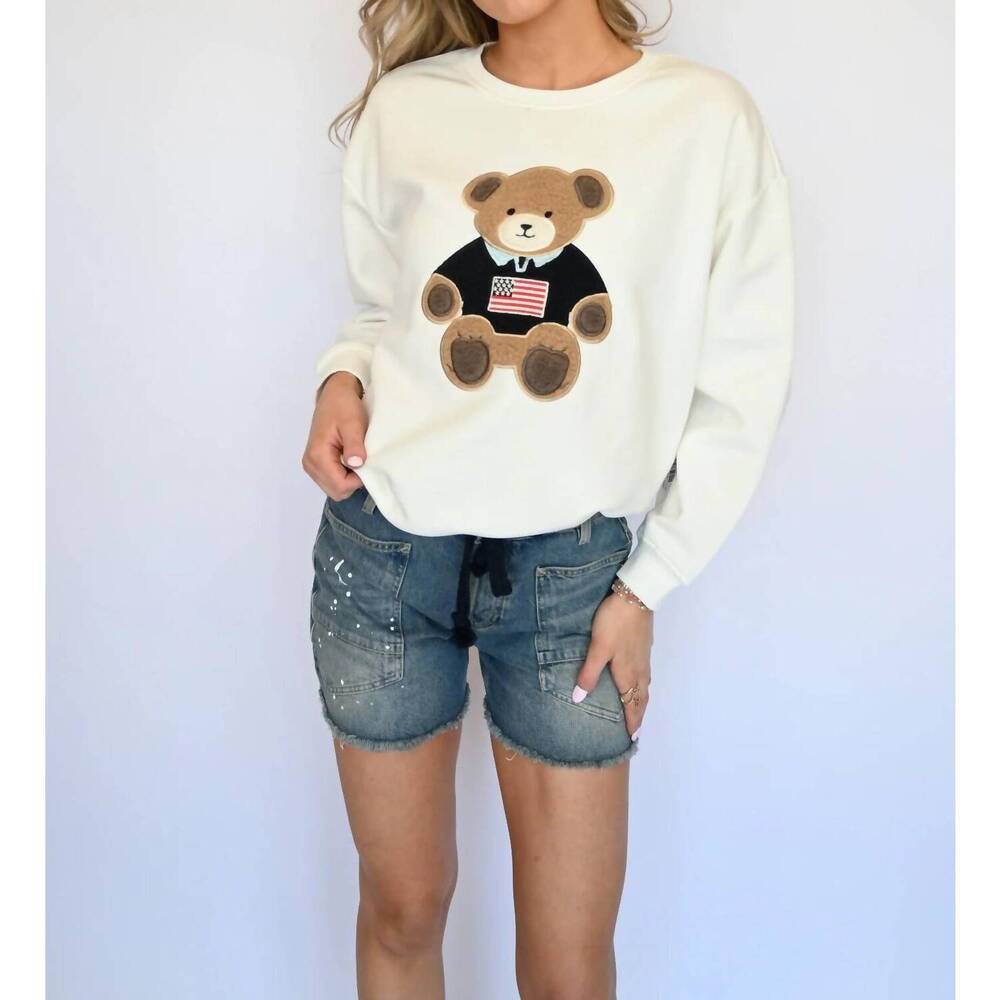 NEW VINTAGE HAVANA teddy surf wash sweater in white